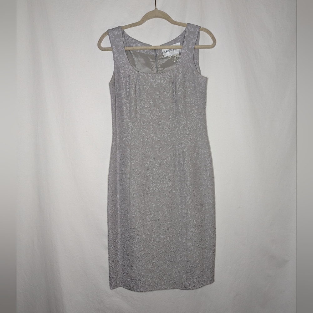 Jeannene Booher Women's Gray Vintage Y2K Floral Embossed Shift Midi Dress S 6